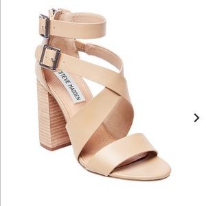 Steve Madden Nude Tan Strappy Block Heel Sandals